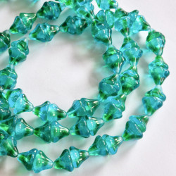 Aqua bells with green accents