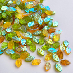 Green/topaz leaves mix with...