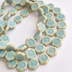 Beige flowers with blue finish