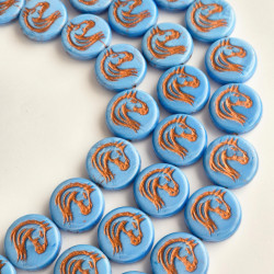 Dark blue silky horse beads...