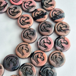 Black horses with pink...