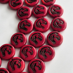 Dark red horse beads with...