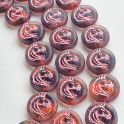 Pink horse beads with blue...