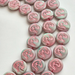 Mint horse beads with pink...