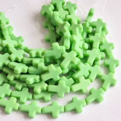 Green matte cross beads
