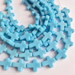 Light blue matte cross beads