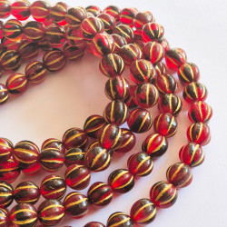 Red melon beads with small...