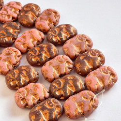 Pink and brown elephant beads