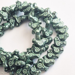 Black dove beads with green...