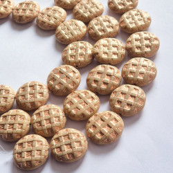 Beige wool beads with...