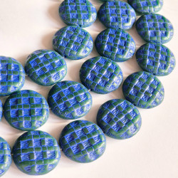 Green matte wool beads with...