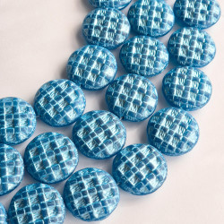 Blue matte wool beads with...