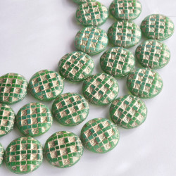 Green alabaster wool beads...