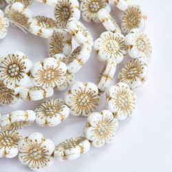 White flowers with gold finish