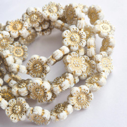 White flowers with gold finish