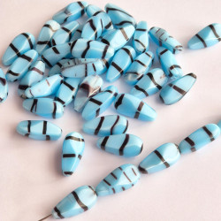 Blue beads with black stripes