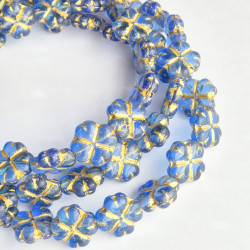 Blue clovers with gold finish
