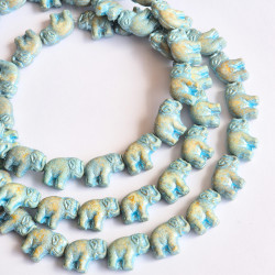 Travertine beads with blue...