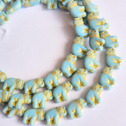 Blue elephants with gold...