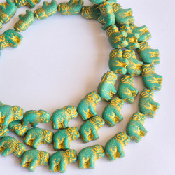 Green elephants with gold...