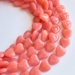 Hearts 14 mm opal pink glass